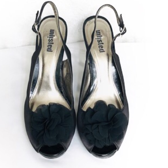 Unlisted Black Satin Platform w/ Chiffon Flower - Picture 6 of 6